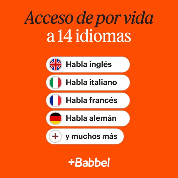 Babbel Spanish ad: lifetime access to 14 languages