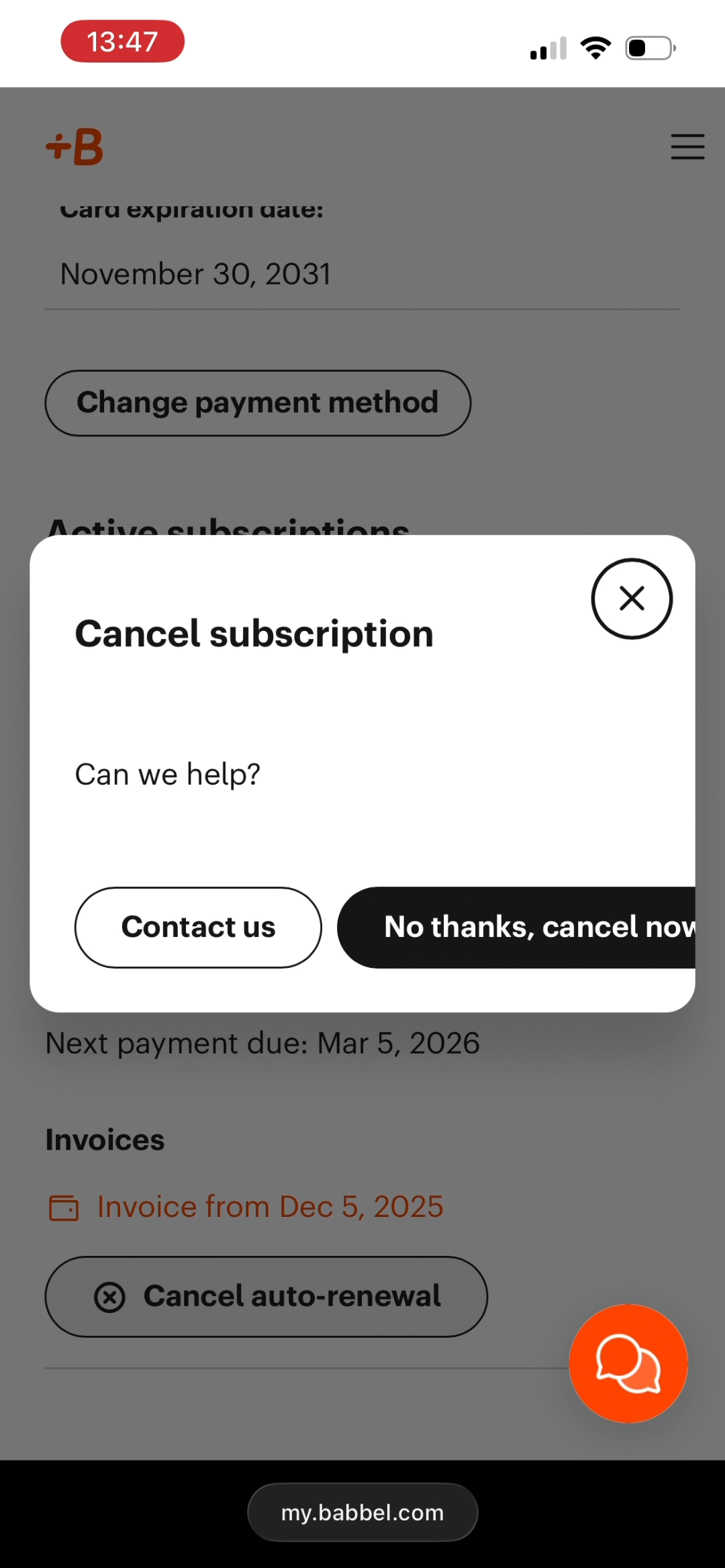 Babbel can we help modal
