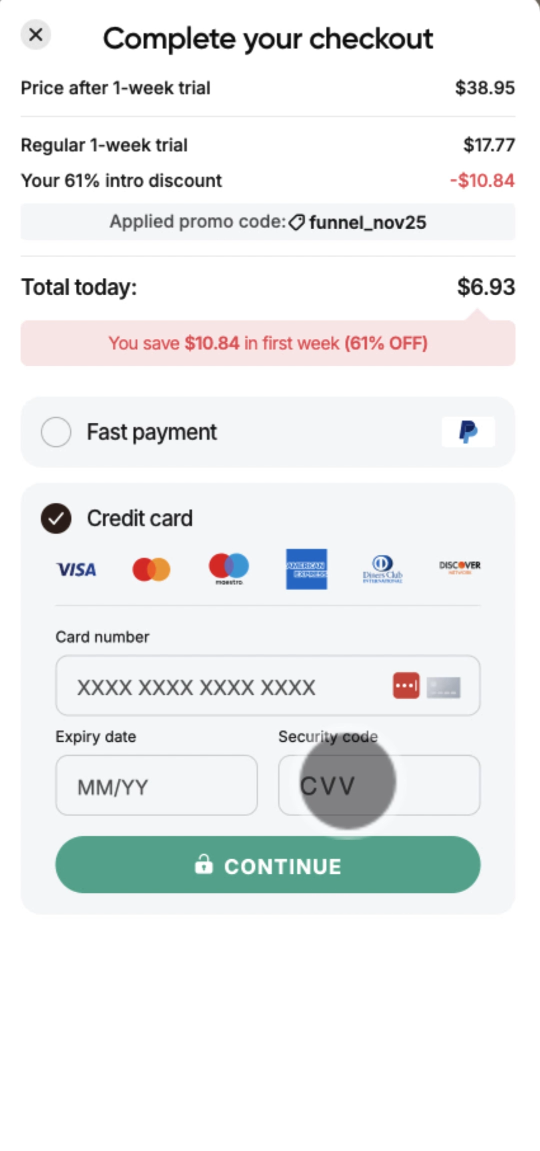 BetterMe checkout with upsell