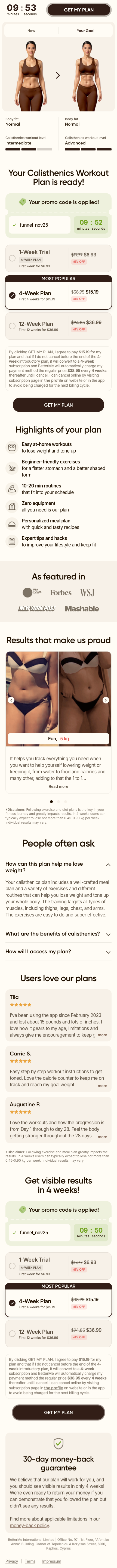 BetterMe paywall three tiers