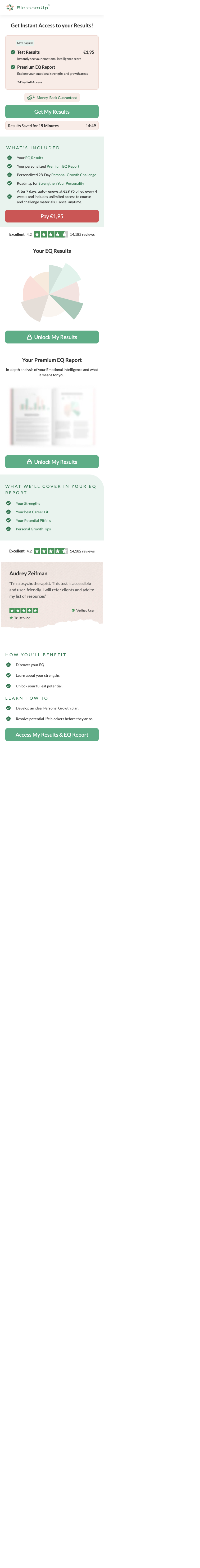 Blossom Up paywall after 102 screens: a €1.95 trial.