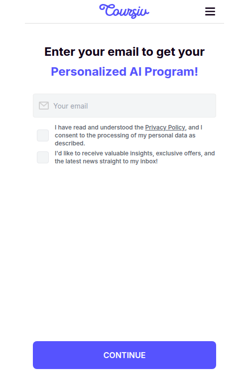 Coursiv: email screen - Step 22 of 30