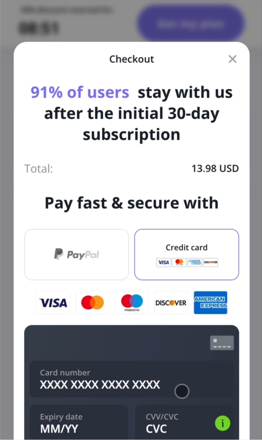 FitMe checkout