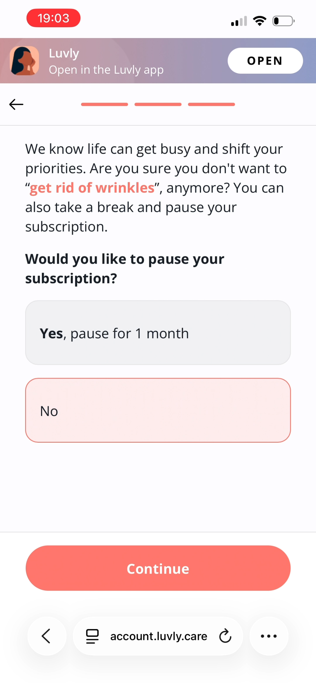 Luvly pause offer