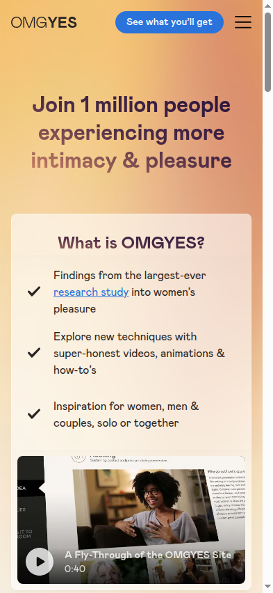 OMGYes (CAI, complexity 4, 626K visits/mo): a one-screen 'quiz' straight to the paywall. The shortest funnel in CAI sells research-based educational video, not a commodity.
