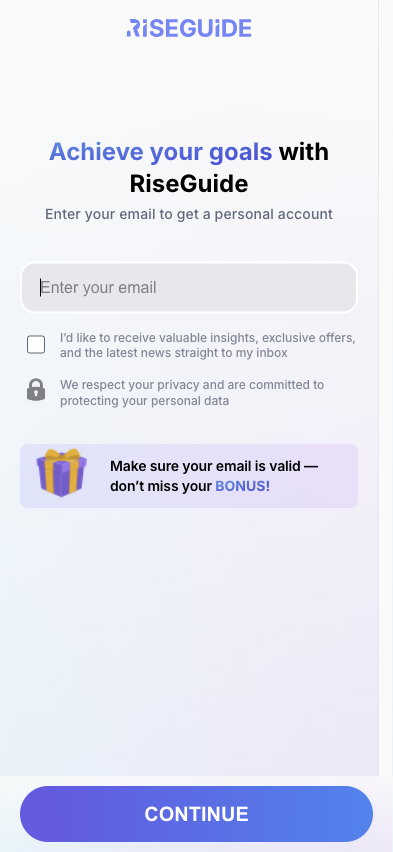 Rise Guide: email screen - Step 31 of 33