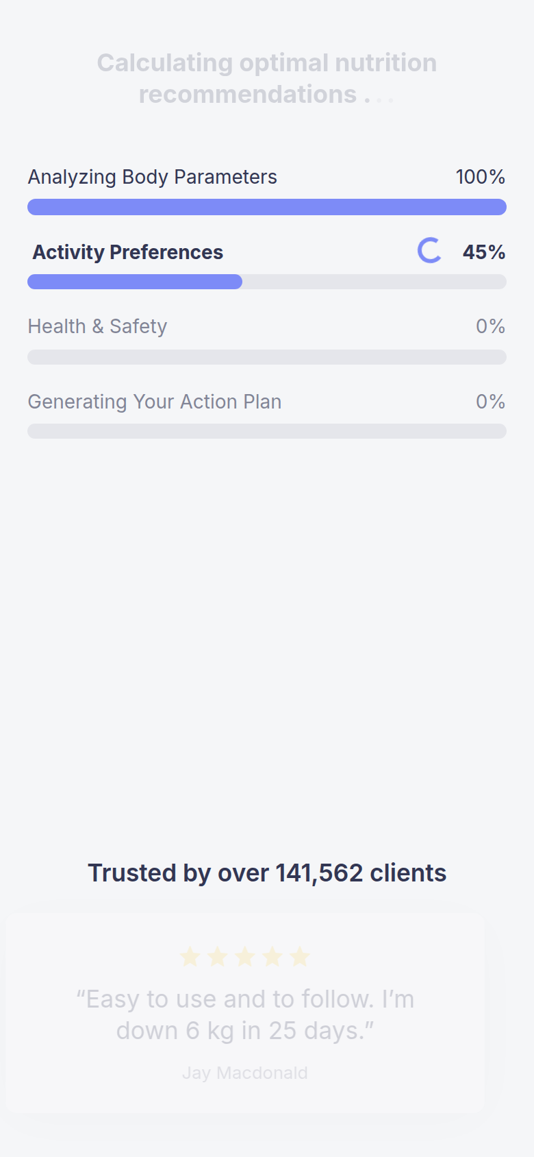 Simple Life loading screen: calculating nutrition, one of four consecutive loaders