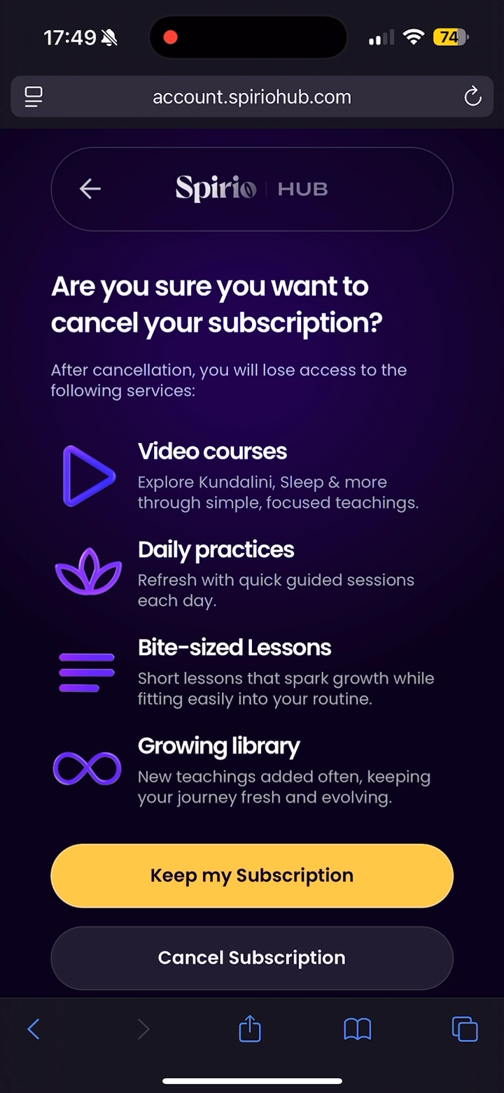 Spiriohub loss list before cancel