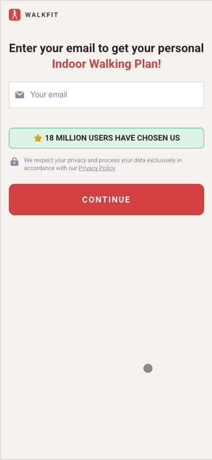 WalkFit: email screen - Final quiz screen (51 of 51)