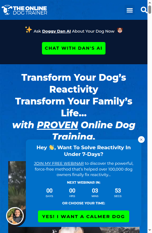 The Online Dog Trainer by Doggy Dan — countdown webinar