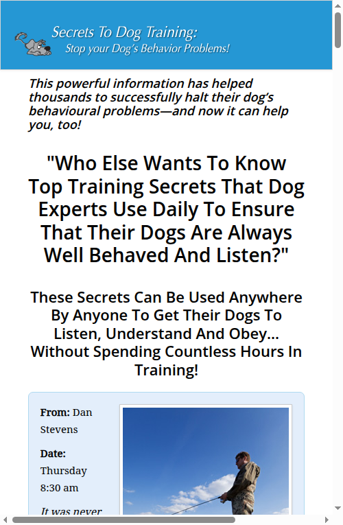 Secrets to Dog Training sales letter