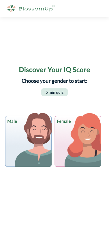 BlossomUp IQ Test landing page