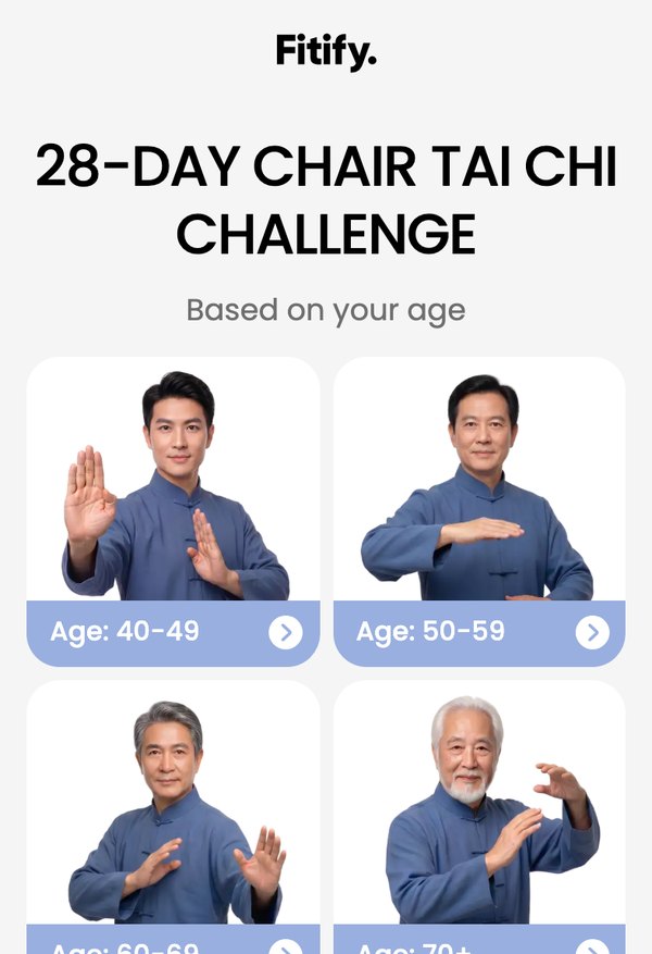 Fitify — 28-Day Chair Tai Chi landing page, captured 13 Aug 2026