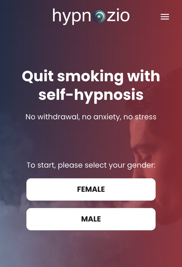 Hypnozio — Quit Smoking landing page, captured 13 Aug 2026
