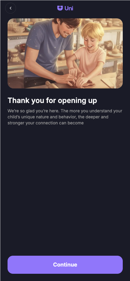 Mid-quiz validation: Thank you for opening up — father and child kneading dough